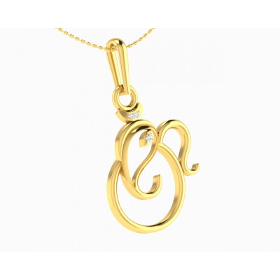 Gold Ganesh pendant with diamonds
